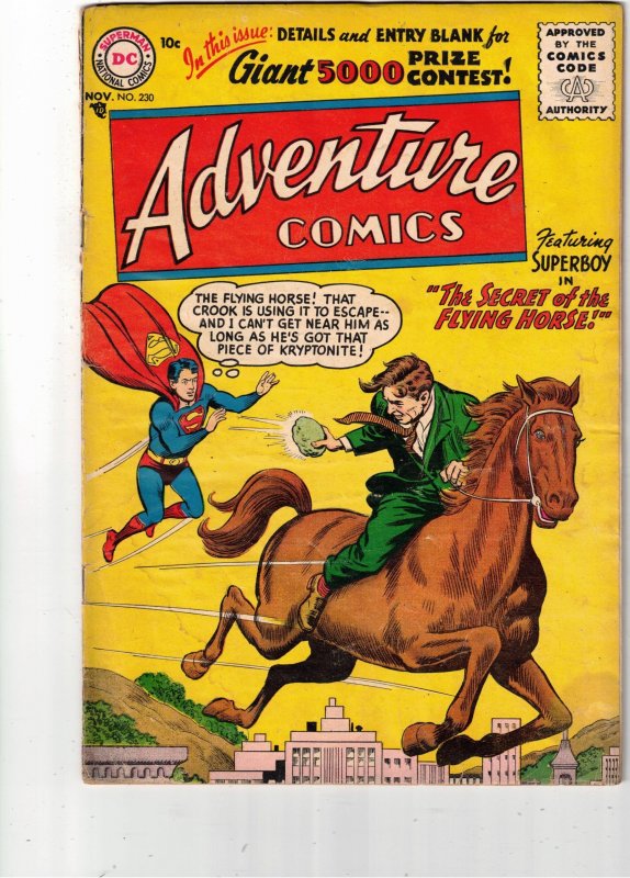 Adventure Comics #230 1956 Superboy, New Superhorse! Green Arrow, Aquaman Utah!