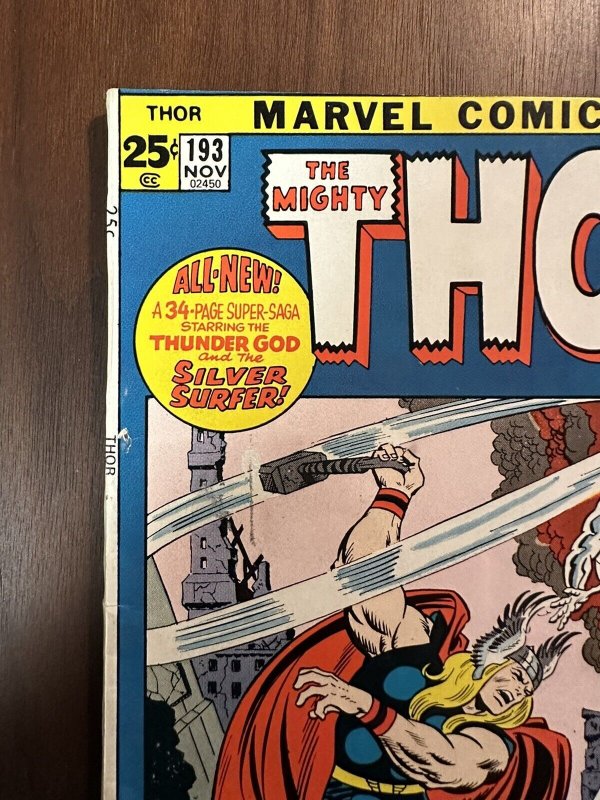 Thor #193 FN- Battle Of Thor vs Silver Surfer (Marvel 1971)