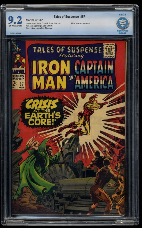 Tales Of Suspense #87 CBCS NM- 9.2 Off White to White Iron Man Captain America!