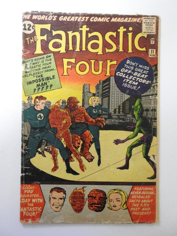 Fantastic Four #11 (1963) PR Cond cover detached, 2 pages missing impacts story