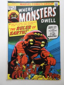 Where Monsters Dwell #25  (1973) The Ruler of Earth! Solid VG/Fine Condition!