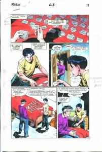Robin Comics #63 Page 11 Hand Painted Cover Color Guide-comic book art-VG