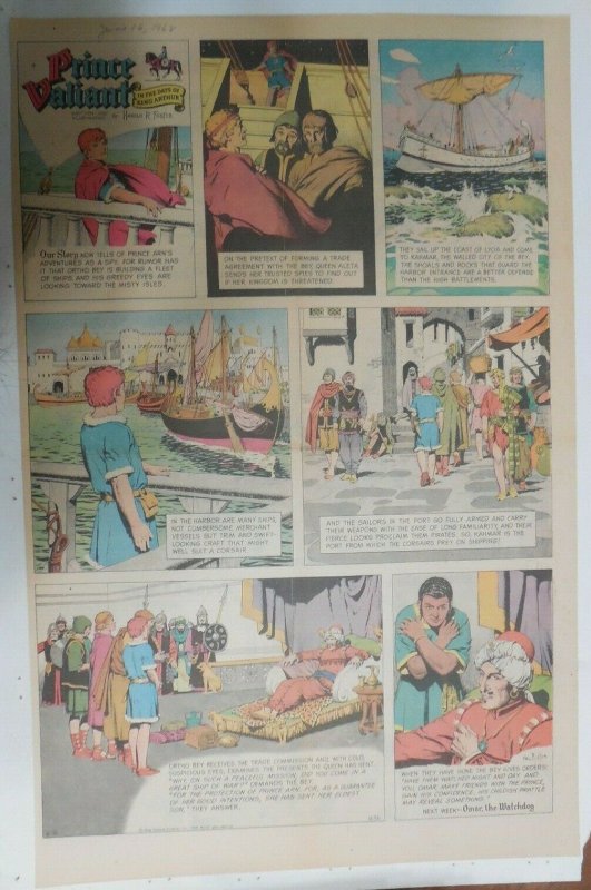 Prince Valiant Sunday #1636 by Hal Foster from 6/16/1968 Rare Full Page Size !