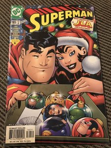 Superman #163 : DC 2/01 Fn; Christmas cover, JLA x-over, Jeph Loeb