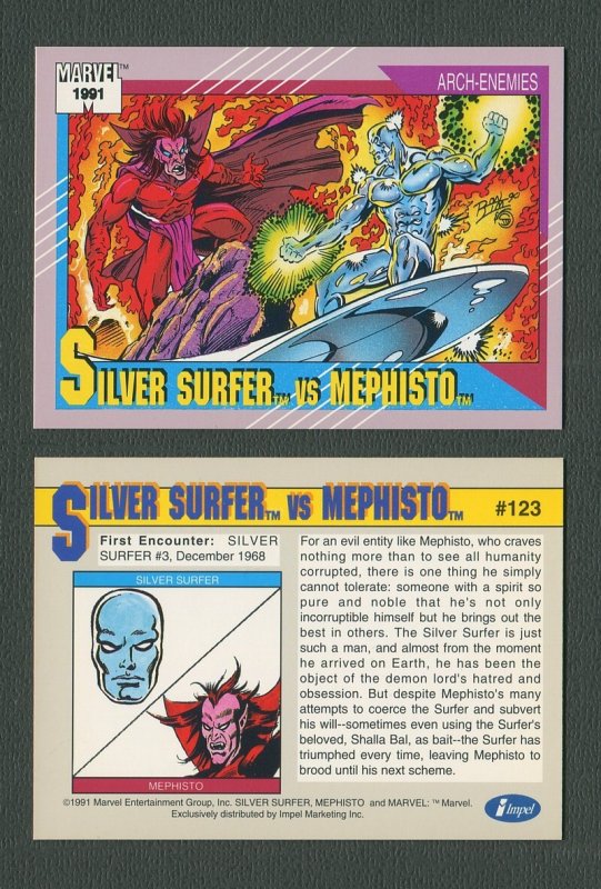 1991 Marvel Comics II  Card  #123 ( Silver Surfer vs Mephisto )  MINT