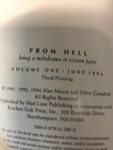 From Hell (1994) #1-6 (VF/NM) Set Printings: 1st: #5,6 2nd:#2,3,4 3rd:#1