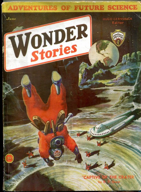 Wonder Stories Pulp June 1933- Frank R Paul cover- Eando Binder VG