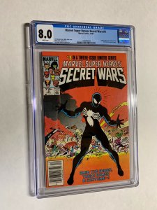 Marvel Super-heroes Secret Wars 8 cgc 8.0 white pages origin black costume 