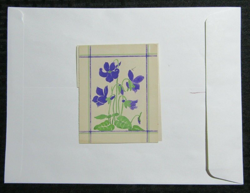 OUR DEEPEST SYMPATHY Small Graphic Purple Flowers 4x5 Greeting Card Art #C2291