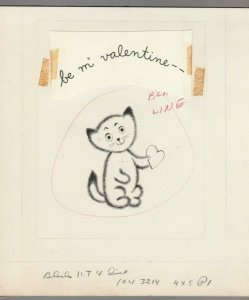 Vintage VALENTINE Kitten & Heart 8x9 #3214 Greeting Card Art  