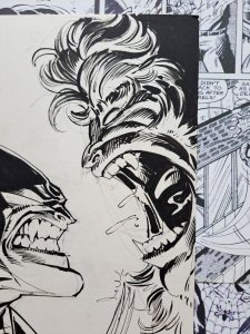 Wolverine vs Sabretooth Original Art by Josef Joe Rubinstein 7 x 10.5 Signed