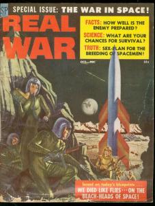 REAL WAR-OCT 1958-RETRO ROCKET-HEADLIGHT COVER-SCI FI G/VG