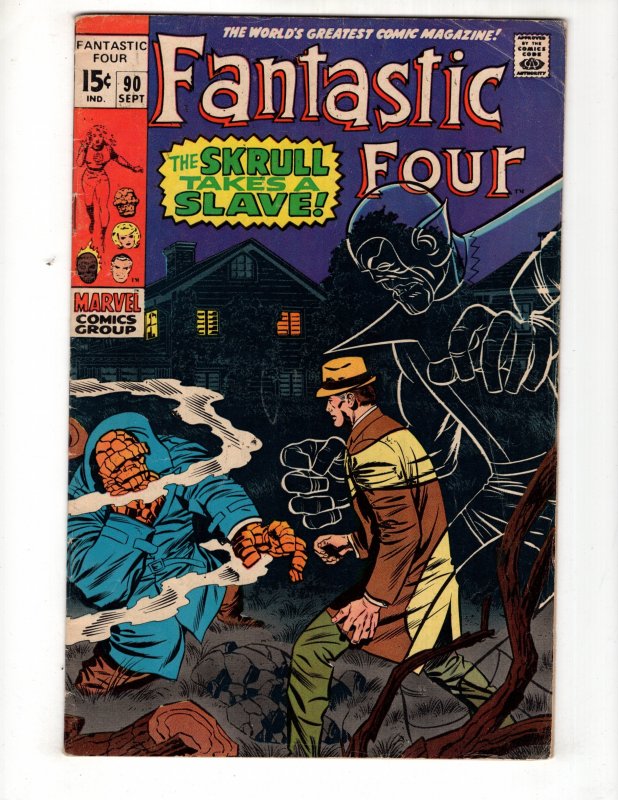 Fantastic Four #90 (1969) SKRULLS! Lee! Kirby! Sinnott! WOW! / ID#423