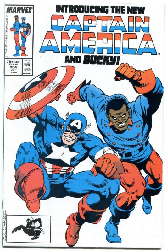 Captain America #334 comic book 1987-New Cap and Bucky--Marvel Copper Age