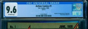 Action Comics 1 1938 CGC 9.6 OW Rare 10 Cent Sleeping Bag Reprint! 1976