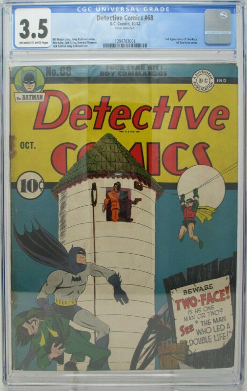 Detective Comics #68 ~ 1942 DC ~ CGC 3.5 VG- ~ 2nd appearance of Two-Face