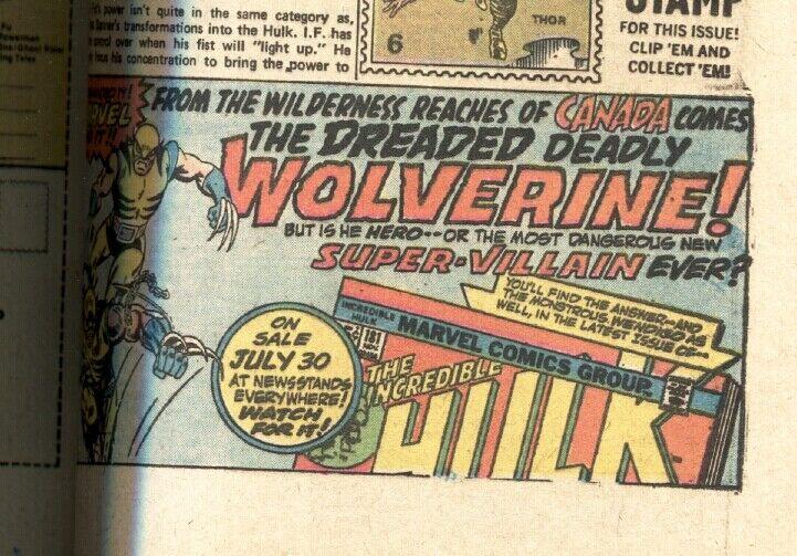 Marvel Premiere #19 First WOLVERINE AD- Predates Hulk #181 comic