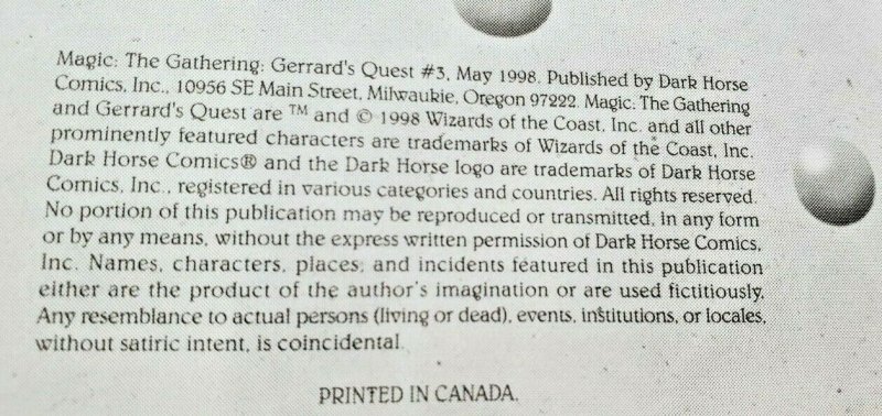 Magic: The Gathering: Gerard's Quest #3-Dark Horse-Crucible-(1998) NM/Mint !! 