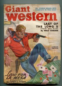 GIANT WESTERN 10/1950-THRILLING-PULP WESTERN-ROBERT J HOGAN-CARD GAME-good