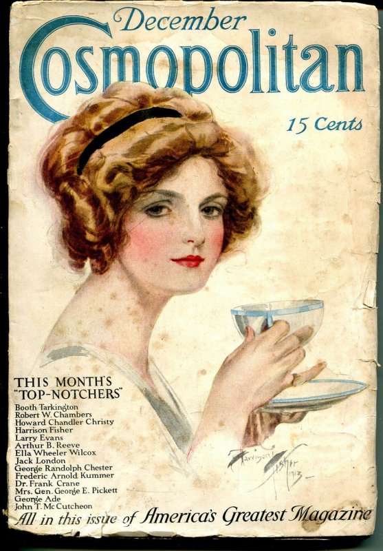 Cosmopolitan 12/1913-pulp fiction-Jack London-Harrison Fisher-Tarkington-VG