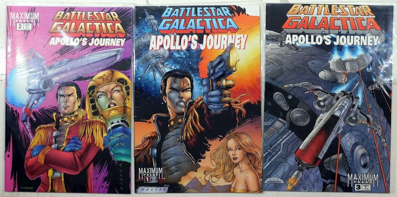 Battlestar Galactica: Apollo's Journey Lot 3 #1, 2, 3 1996 Maximum Press Comics