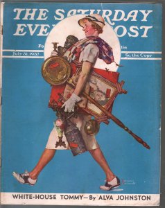 Saturday Evening Post  7/31/1937-Norman Rockwell cover-complete magazine-VG/FN