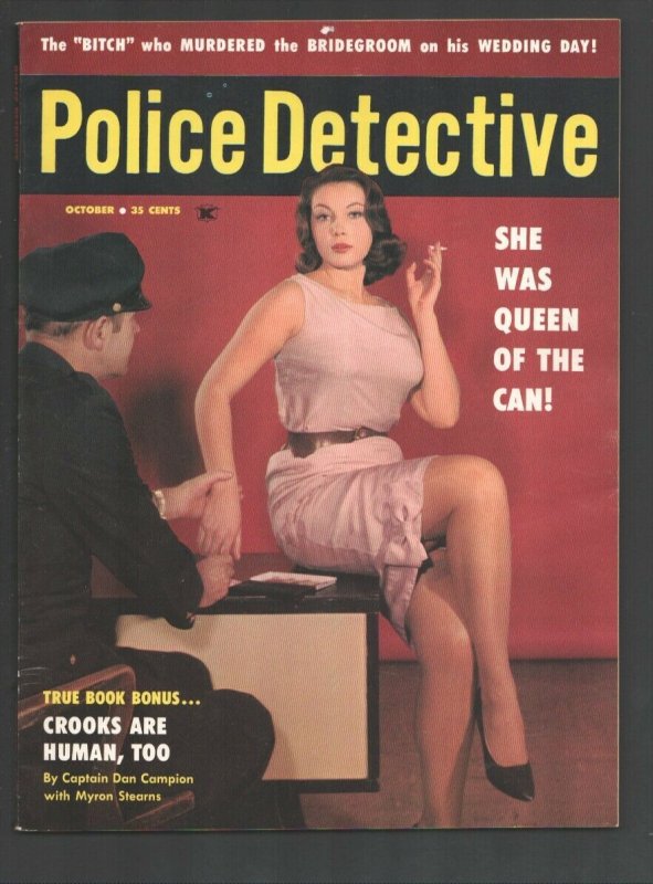 Police Detective 10/1959-Exotic woman gets fingerprinted cover-Scandals-viole...