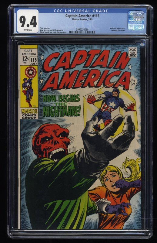 Captain America #115 CGC NM 9.4 White Pages Red Skull!