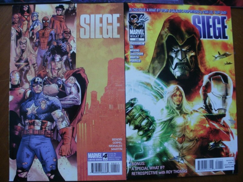 5 Marvel Limited Series Comic: SIEGE #1 2 3 4 (2010 Complete Set) & #200 What If