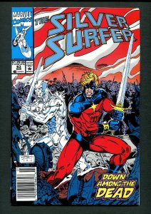 Silver Surfer #63  /  9.0 VFN/NM   / Newsstand / March 1992