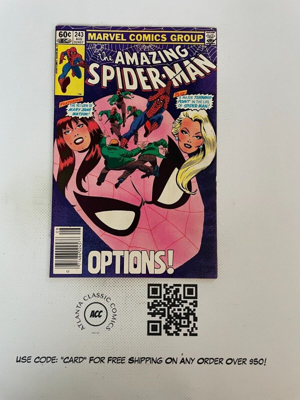 Amazing Spider-Man # 243 VF Marvel Comic Book Goblin Hulk Thor Avengers 3 SM7