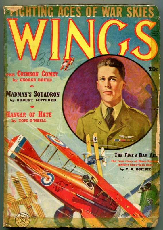 Wings Pulp Winter 1938- Fiction House- Crimson Comet G/VG