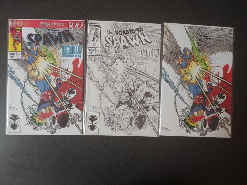 Three (3) Spawn Issue #298 Image Comics Regular B&W Virgin Variant Covers