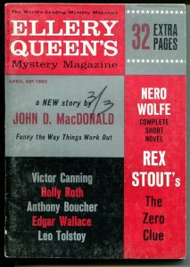 Ellery Queen's Mystery Magazine 4/1963-John D MacDonald-pulp crime & thrills-VG