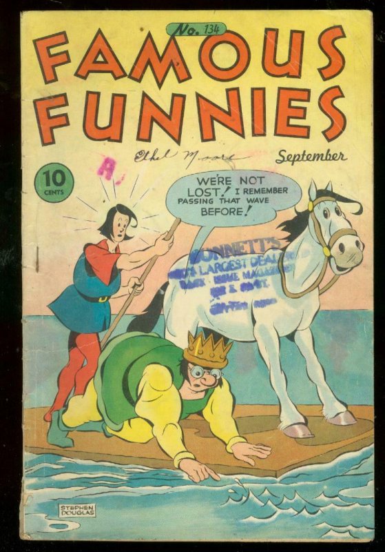 FAMOUS FUNNIES #134 1945-BUCK ROGERS-GEORGE CARLSON ART VG