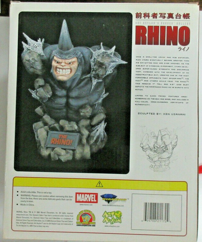 Rhino Marvel Art Asylum’s Rogues Gallery Diamond Select Toys Spider-Man villain