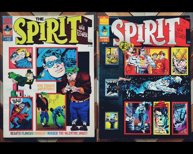 THE SPIRIT #13-14 VF (Warren Magazine 1976) Set Of 2 Classic WILL EISNER stories
