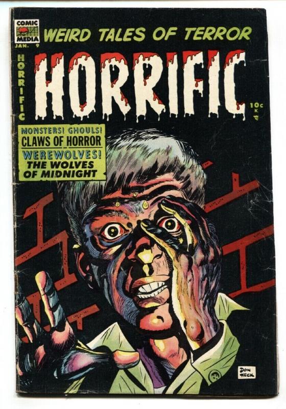 HORRIFIC #9 1954-COMIC MEDIA-WEREWOLF-MONSTERS-DON HECK-PRE-CODE-vg