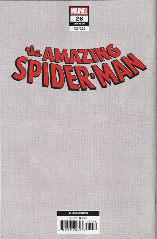 Amazing Spider-Man Vol 6 # 26 Variant 2nd Printing 1:50 Cover NM Marvel [BB]