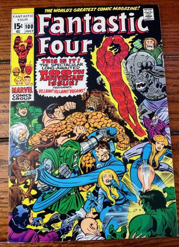 Fantastic Four #100 FN+ 6.5 Dr. Doom Puppet Master Milestone Bronze Age Issue 