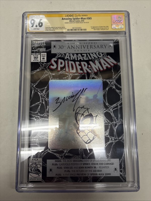 Amazing Spider-Man (1992) # 365 (CGC 9.6) Signed & Sketch Mark Bagley  * 1st App