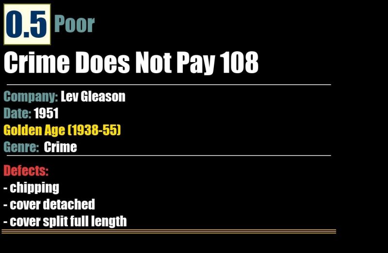 Crime Does Not Pay 108 (1951) PR Golden Age Lev Gleason comic