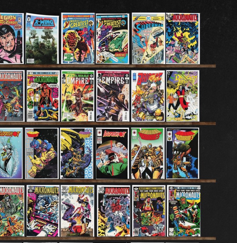 Huge Lot 150+ Comics with Micronauts, Bloodshot, Ghost Rider, Armorines & More!