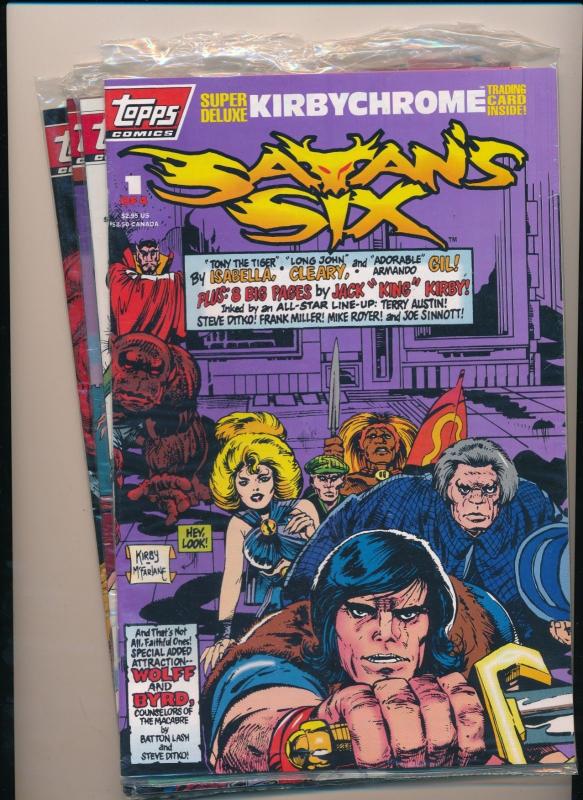 Set of 4! TOPPS  SATAN'S SIX complete set #1-4 includes trading card VF+ (PF53) 