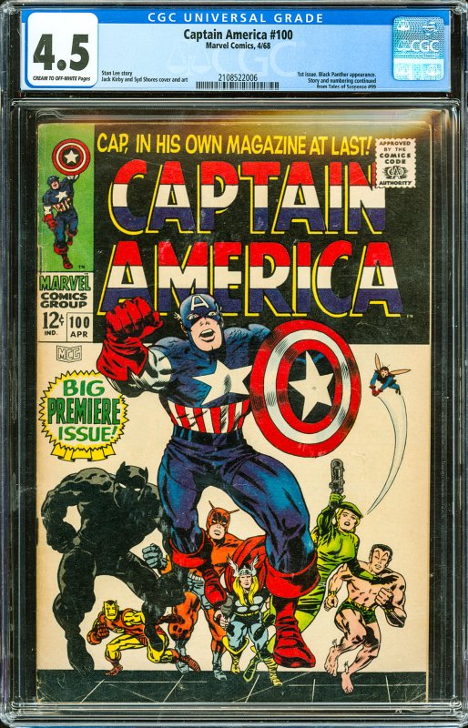 Captain America #100 (1968) CGC Graded 4.5 - 1st issue/app of Black Panther