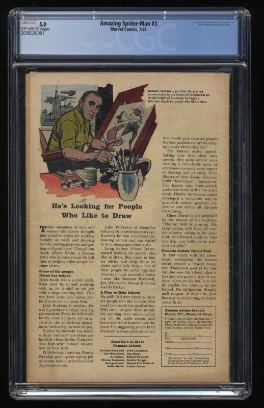 Amazing Spider-Man #3 CGC VG/FN 5.0 Off White 1st Appearance Doctor Octopus!