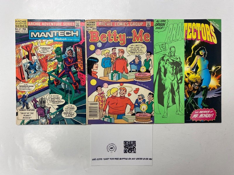 3 ARCHIE comic book Mantech #2 Betty and Me #144 Protectors #1 53 KM9