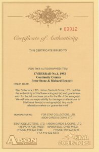 CYBERRAD #1 SIGNED BY PETER STONE CONTINUITY COMICS 1992 EB204