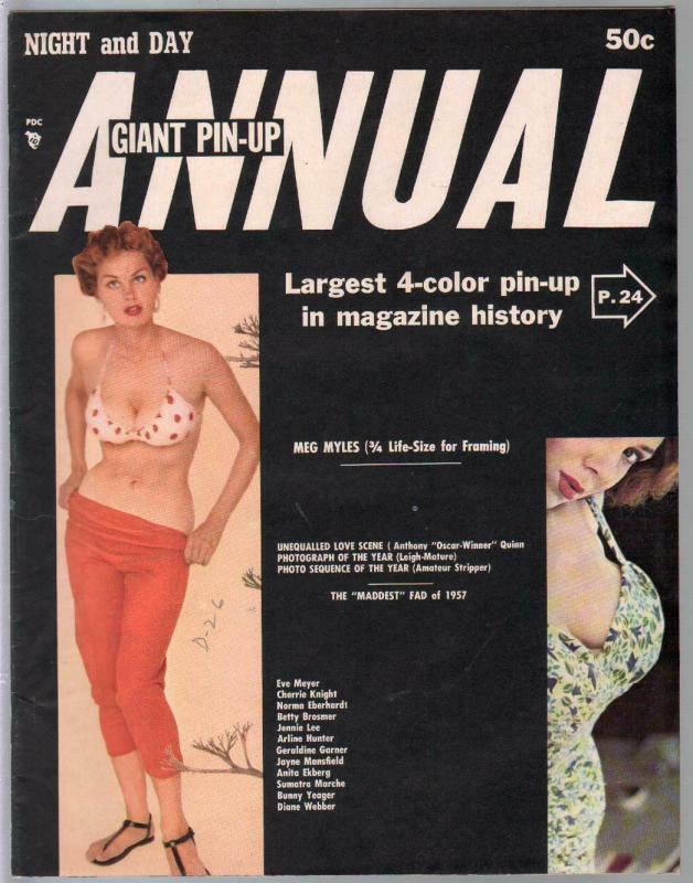 Night and Day Giant Pin-Up Annual #1 1958-1st issue-Bunny Yeagerr-VF