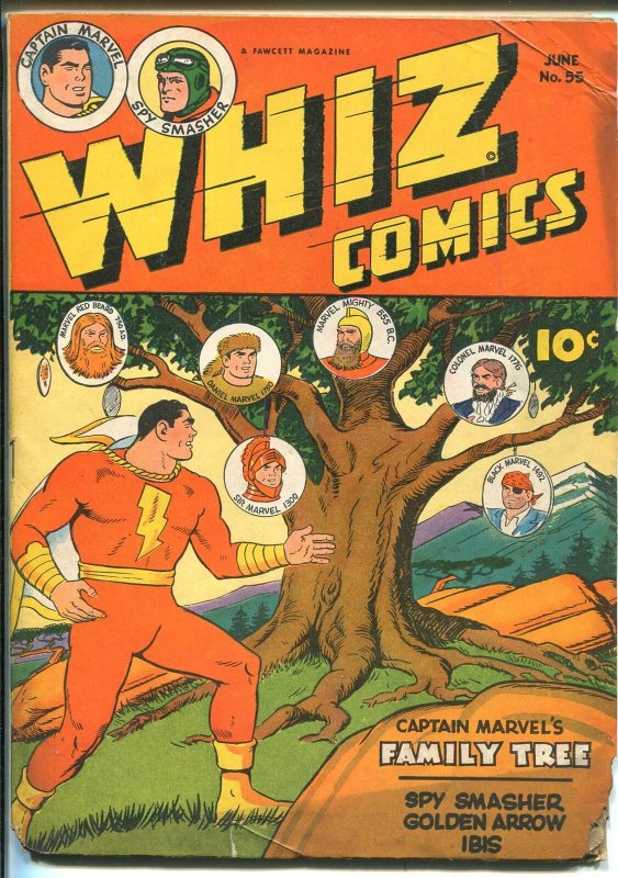 WHIZ #55 1944-FAWCETT-CAPT MARVEL FAMILY TREE-IBIS-SPY SMASHER-vg minus 